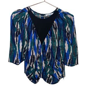 NEW Maria Cher Noia Abstract Silk Blouse Size Large